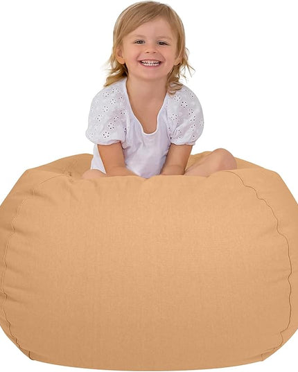 Aubliss Stuffed Animal Bean Bag Storage Chair (Solid Khaki, Medium (32'')) - LeafyLoom