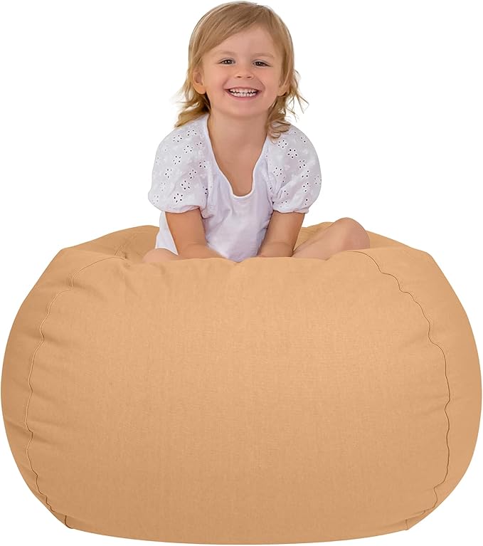 Aubliss Stuffed Animal Bean Bag Storage Chair (Solid Khaki, X-Large (48'')) - LeafyLoom