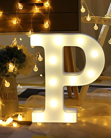 LED Marquee Letter Lights Sign P 26 Alphabet Light Up Letters Sign for Night Light Wedding Birthday Party Battery Powered Christmas Lamp Home Bar Decoration (P) - LeafyLoom