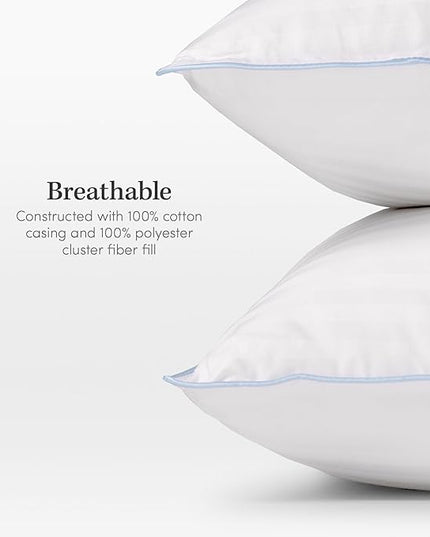 eLuxurySupply 2-Pack Premium Bed Pillows - Medium Density and Medium Loft Ideal for Back and Side Sleepers - 100% Cotton Casing - 20"X36" King Size - LeafyLoom