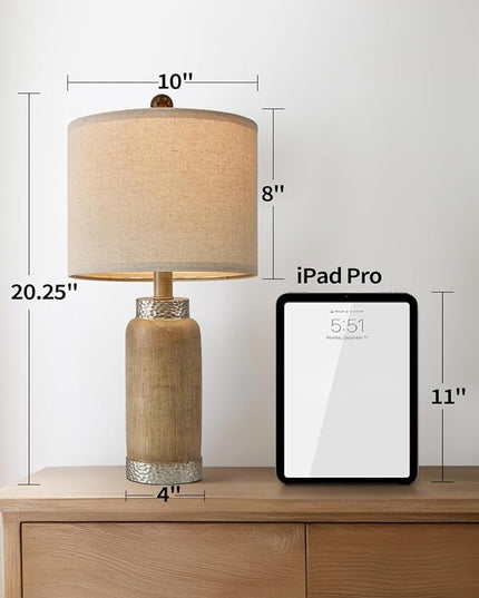 Table Lamp for Bedroom Living Room 20.25" Farmhouse Rustic Vintage Small Lamps Bedside Nightstand Light Home Office Desk Retro Mysterious East Style Deco (Antique Brown) - LeafyLoom