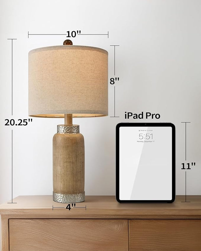Table Lamp for Bedroom Living Room 20.25" Farmhouse Rustic Vintage Small Lamps Bedside Nightstand Light Home Office Desk Retro Mysterious East Style Deco (Antique Brown) - LeafyLoom