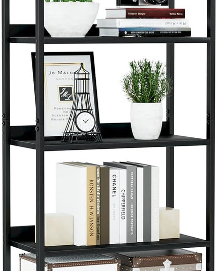 NUMENN Bookshelf, 5 Tier Bookshelves, Home Office Bookcase Shelf Storage Organizer, Free Standing Storage Shelving Unit for Bedroom, Living Room and Home Office, Black - LeafyLoom