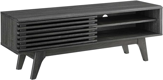 Modway Render Mid-Century Modern Low Profile 48 Inch TV Stand in Charcoal, 48" - LeafyLoom