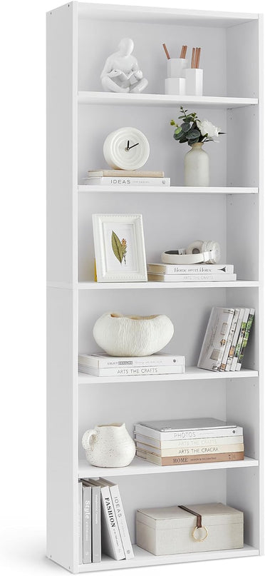 VASAGLE Bookshelf, 23.6 Inches Wide, 6-Tier Open Bookcase with Adjustable Storage Shelves, Floor Standing Unit, Cloud White ULBC166T14 - LeafyLoom