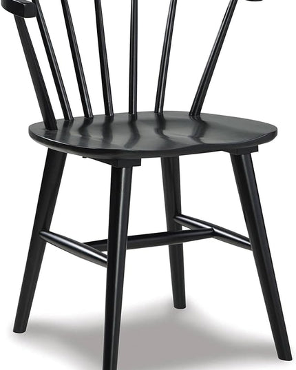 Signature Design by Ashley Otaska Modern Farmhouse Spindle Dining Chair, Set of 2, Black - LeafyLoom
