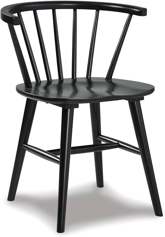 Signature Design by Ashley Otaska Modern Farmhouse Spindle Dining Chair, Set of 2, Black - LeafyLoom