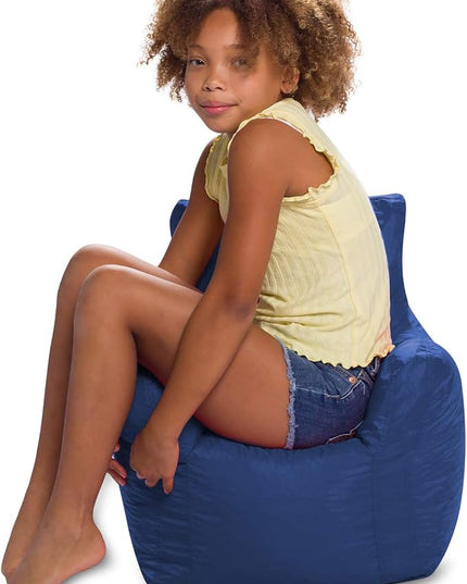 Posh Creations Structured Comfy Bean Bag Chair for Gaming Reading and Watching TV Pasadena Soft Nylon-Navy Pasadena Chair - LeafyLoom