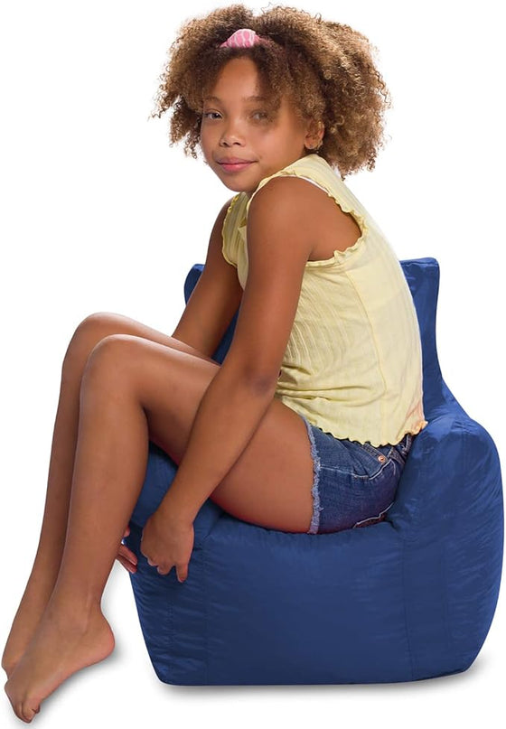 Posh Creations Structured Comfy Bean Bag Chair for Gaming Reading and Watching TV Pasadena Soft Nylon-Navy Pasadena Chair - LeafyLoom