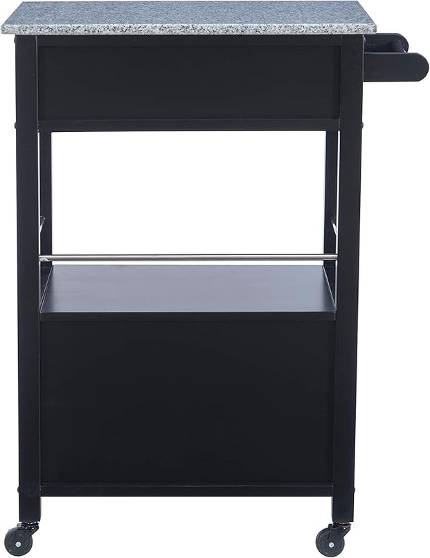 Linon Cayden Black Kitchen Cart, - LeafyLoom
