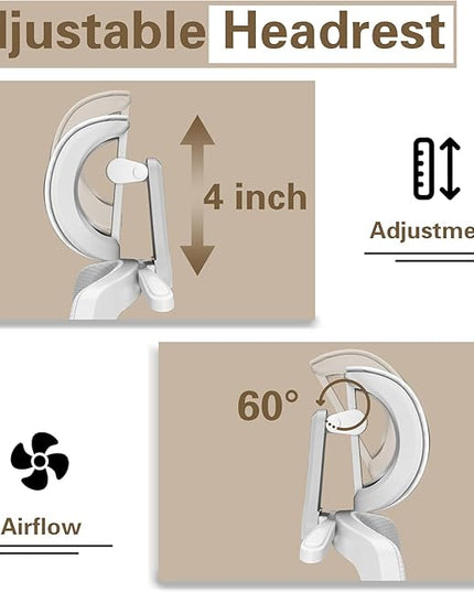 Ergonomic Office Chair, High Back Mesh Desk Chair with Thick Molded Foam Cushion, Coat Hanger, Adjustable Headrest, Lumbar Support, Tilt & Lock Function - Task Computer Chair (Brown) - LeafyLoom