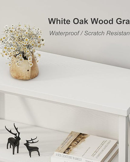 FATORRI Small Bookcase, Bookshelf for Small Space, Short Rustic Bookshelf, Wood and Metal Book Case and Book Shelf (White Oak) - LeafyLoom