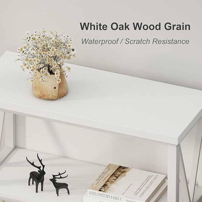 FATORRI Small Bookcase, Bookshelf for Small Space, Short Rustic Bookshelf, Wood and Metal Book Case and Book Shelf (White Oak) - LeafyLoom