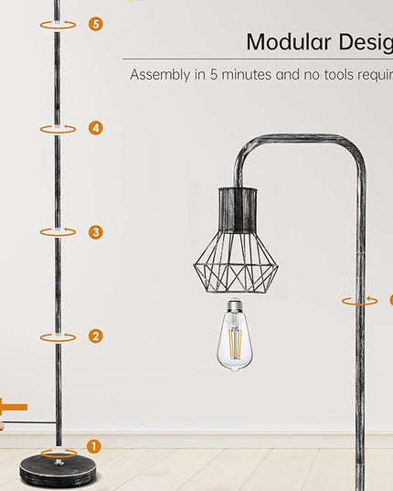 BoostArea Floor lamp,Industrial Floor Lamp,Standing Lamp with 6W LED Bulb,E26 Socket,On/Off Footswitch,Whole Metal,Modern Floor Lamp for Bedroom,Office, Living Room,Rustic,Vintage,Farmhouse - LeafyLoom