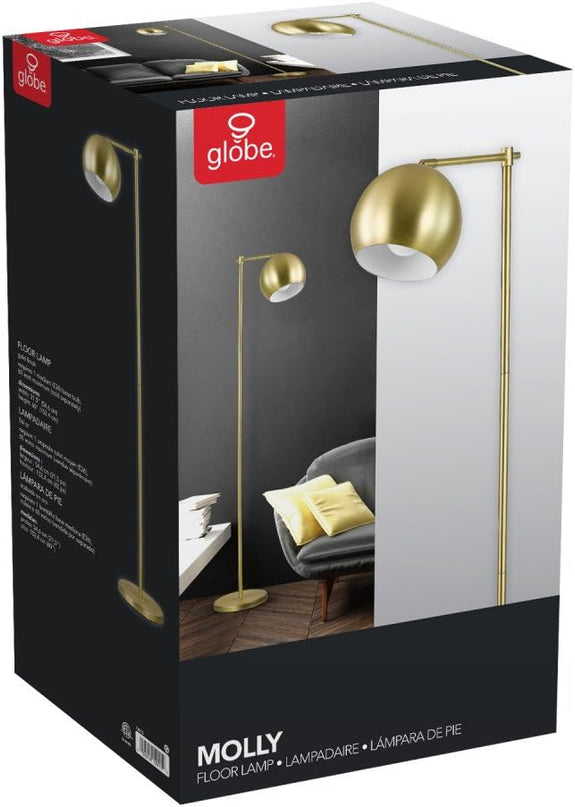 Globe Electric 12915 Molly 60" Floor Lamp, Gold, Satin Finish, In-Line On-Off Switch - LeafyLoom