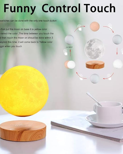 VGAzer Levitating Moon Lamp,Floating and Spinning in Air Freely with 3D Printing LED Moon Light Has 3 Colors for Unique Christmas Gifts,Room Decor (3 Colors) - LeafyLoom