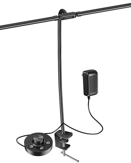 Desk Lamps for Home Office, 24W Ultra Bright Double Head Architect Task Lamp with Clamp, Desktop Stepless Dimmer 50 Lighting Modes Adjustable Flexible Gooseneck Table Light, Black, DH24W - LeafyLoom