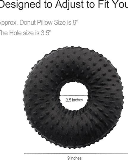 Washable Ear Piercing Pillow with Removable Pillowcase Donut Pillows Hole for Ear Pain Relief CNH Sleeping Pressure Sore Side Sleepers Ear Guard Protector Cover (Minky Dot Black) - LeafyLoom