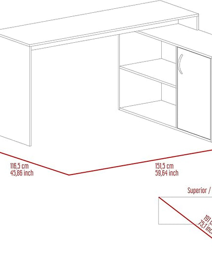 NicBex Kimberly-DW-00045-LWJ Home Office Desks, 45.86"x59.64"x30.11", White - LeafyLoom