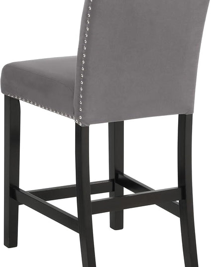 New Classic Furniture Celeste 5-Piece Faux Marble Round Counter Set with 1 Table and 4 Chairs, 42-Inch, Grey - LeafyLoom