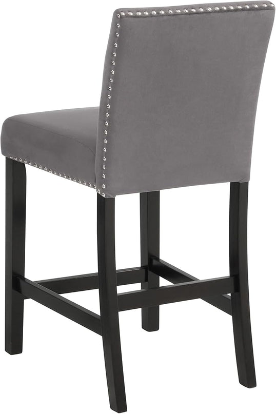 New Classic Furniture Celeste 5-Piece Faux Marble Round Counter Set with 1 Table and 4 Chairs, 42-Inch, Grey - LeafyLoom