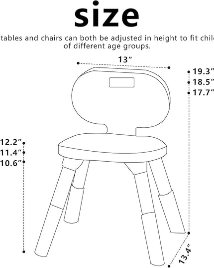 3 Level Height Adjustable Kids Chairs Plastic Preschool Chair Durable and Lightweight Child Chair with a Maximum Load Capacity of 220 pounds Suitable for Day Care, Classroom, and Home (2-Pack Grey) - LeafyLoom