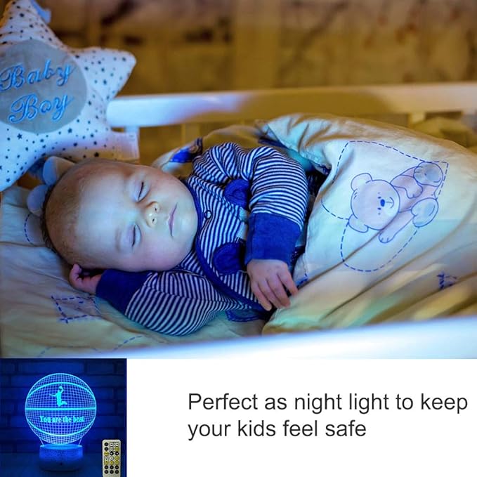 Goodking Basketball 3D Night Lights with Remote & Smart Touch, 7 Colors + 16 Colors Changing Bedside Lamp Birthday Christmas Gift for Sport Fan Boys Girls - LeafyLoom