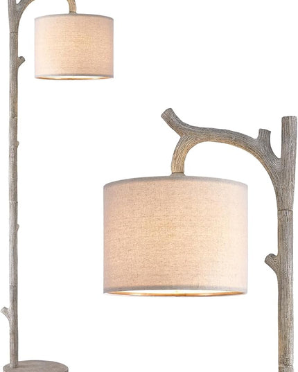 OYEARS Rustic Farmhouse Tree Trunk Floor Lamp Classic Country Wood Grain Resin Vintage 61.25" Standing Floor Lamp Retro Decorative Lamp for Bedroom Living Room Office… - LeafyLoom