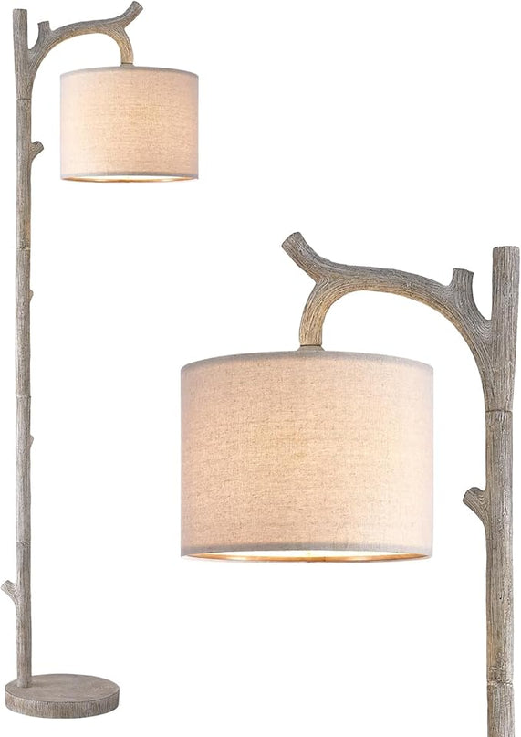 OYEARS Rustic Farmhouse Tree Trunk Floor Lamp Classic Country Wood Grain Resin Vintage 61.25" Standing Floor Lamp Retro Decorative Lamp for Bedroom Living Room Office… - LeafyLoom