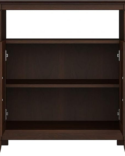 Bush Furniture Key West Tall Stand for 65 Inch TV, Farmhouse Entertainment Center with Storage, Bing Cherry - LeafyLoom