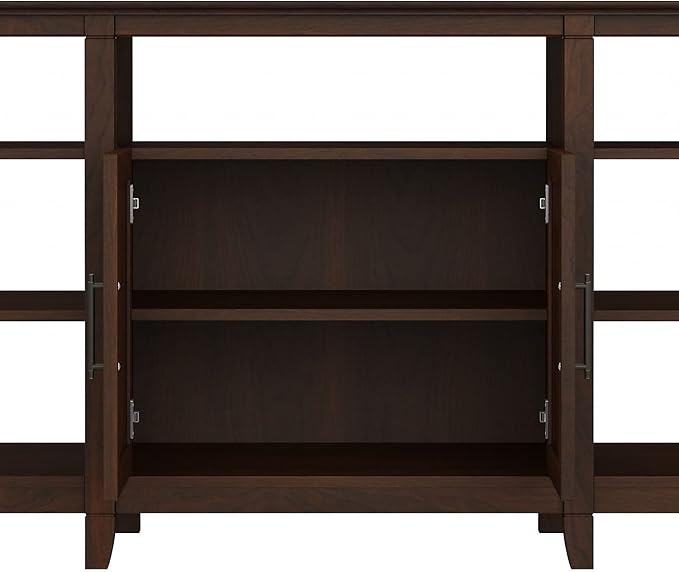Bush Furniture Key West Tall Stand for 65 Inch TV, Farmhouse Entertainment Center with Storage, Bing Cherry - LeafyLoom