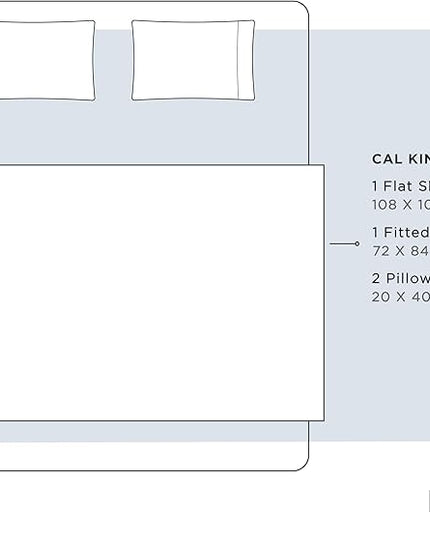 100% Cotton Percale Sheets California King Size, Blue Duck Egg, Deep Pocket, 4 Pieces Sheet Set - 1 Flat, 1 Deep Pocket Fitted Sheet and 2 Pillowcases, Crisp Cool and Strong Bed Linen - LeafyLoom