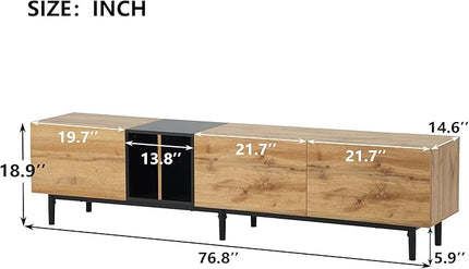 NicBex TV Stand for 80 Inch TV Modern TV Media Console Table with Large Storage Cabinet,Entertainment Center with Storage for Living Room,Bedroom,76.8 Inch,Natural Wood - LeafyLoom