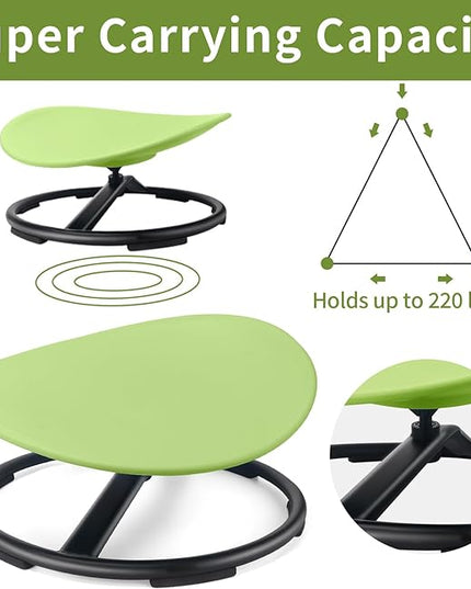 Kids Sensory Swivel Chair, Autism Sensory Chair, Spinning Chair for Autistic Kids, Small Space, Spin Seat, Metal Base, Non-Slip Design, Green - LeafyLoom