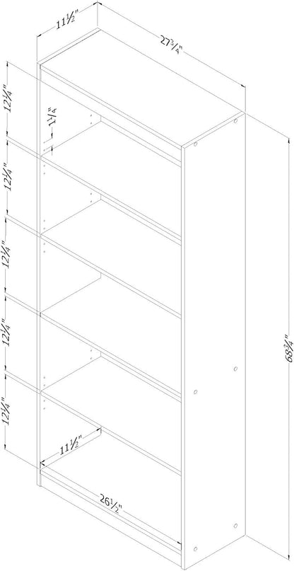 South Shore Axess 5-Shelf Bookcase - Morgan Cherry - LeafyLoom