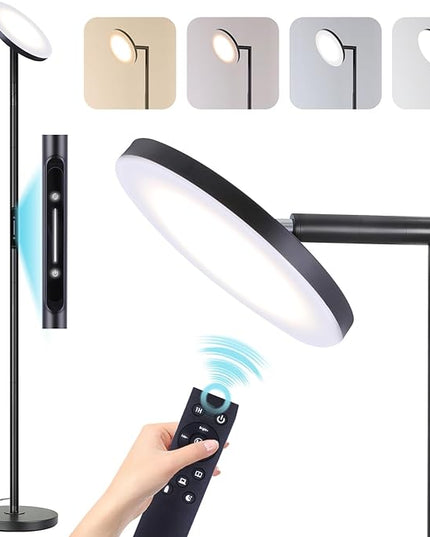 LED Dimmable Floor Lamp for Living Room, 69" Tall Lamp with Remote & Touch Control Upgrade Lamp Pole Rotary 90° Brightness 4 Color Temperature Standing Lamp for Bedroom/Office - LeafyLoom