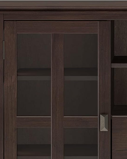 SIMPLIHOME Artisan SOLID WOOD 53 Inch Wide Contemporary Tall TV Media Stand in Dark Chestnut Brown for TVs up to 60 Inches, For the Living Room and Entertainment Center - LeafyLoom