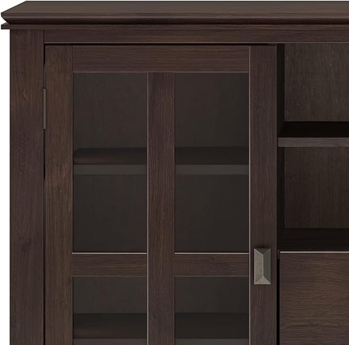 SIMPLIHOME Artisan SOLID WOOD 53 Inch Wide Contemporary Tall TV Media Stand in Dark Chestnut Brown for TVs up to 60 Inches, For the Living Room and Entertainment Center - LeafyLoom