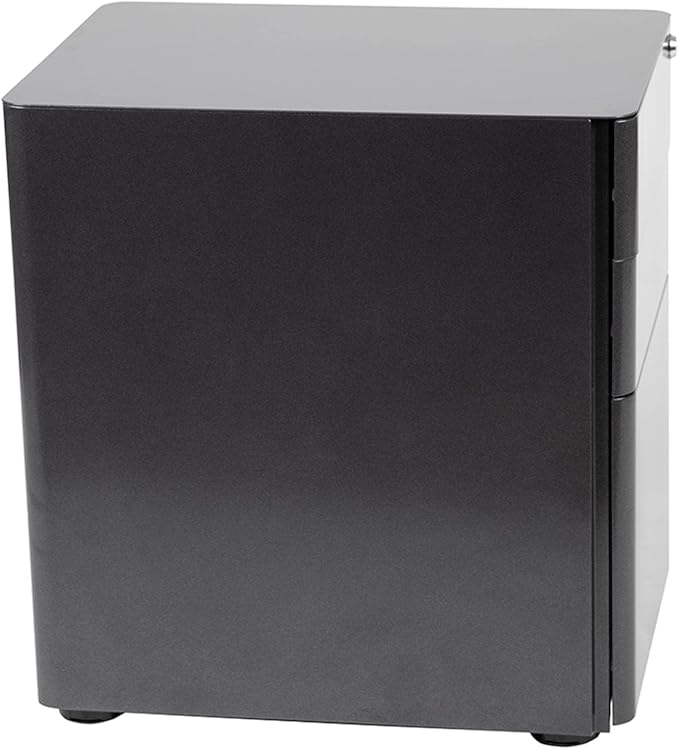 Flash Furniture Warner Modern 3-Drawer Mobile Locking Filing Cabinet with Anti-Tilt Mechanism and Hanging Drawer for Legal & Letter Files, Black - LeafyLoom