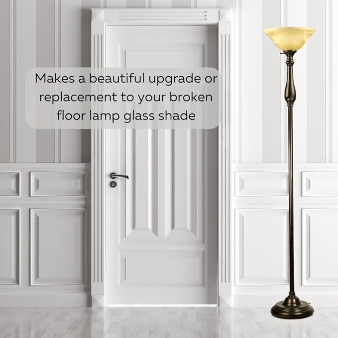 LIGHTACCENTS Alabaster Amber Glass Lamp Shade Replacement For Floor Lamps - Lamp Shades For Floor Lamps With Medium Base E26 Socket- Floor Lamp Shade - Floor Lamp Replacement Glass Lamp Shade (Amber) - LeafyLoom