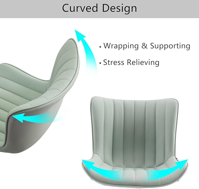 YOUNIKE Armless Office Chair Swivel Desk Chair, Upholstered Leather Computer Gaming Chair with Wheels, Adjustable Modern Rolling Task Chair Mid Back, Mint Green - LeafyLoom