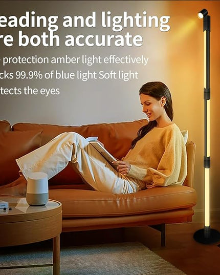 RGB Corner Floor Lamp, LED Color Floor Lamp Mood Lighting with Spotlight, Color Changing Through Music Sync,Timer, Remote, Voice and App Control, Corner Lamp DIY Mode for Play Room - LeafyLoom