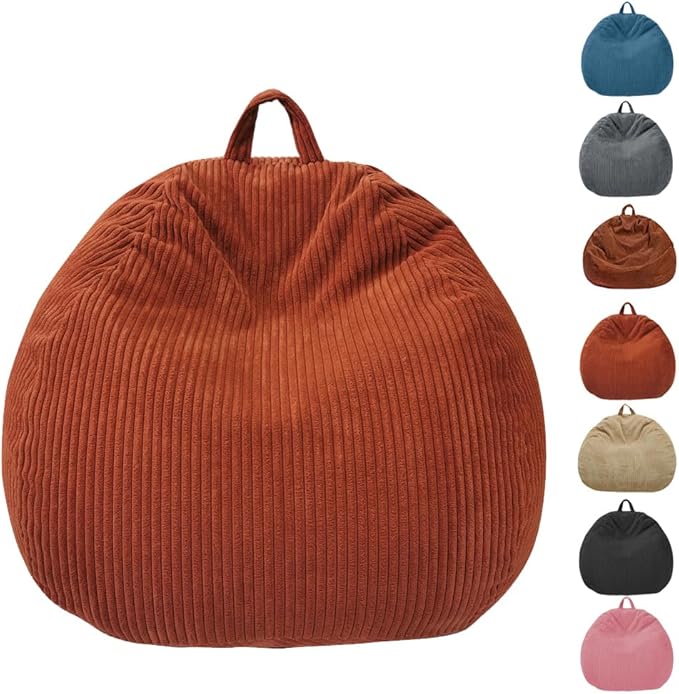 Bean Bag Chairs Cover (No Filler),Bean Bag Cover,Stuffed Animal Storage Bean Bag,Plush Toys Storage Bag,Bean Bag for Kids,Adults,Teens,[Small 32 * 28 in] Red Bean Bags - LeafyLoom