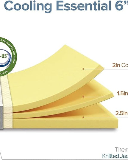 ZINUS Cooling Essential Foam Bed Mattress Conventional, King, White - LeafyLoom