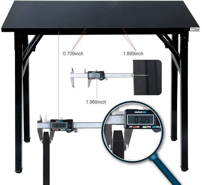 Need Folding Desk - 31 1/2" No Assembly Foldable Small Computer Table,Sturdy and Heavy Duty Writing Desk for Small Spaces, Black&Black Frame - LeafyLoom