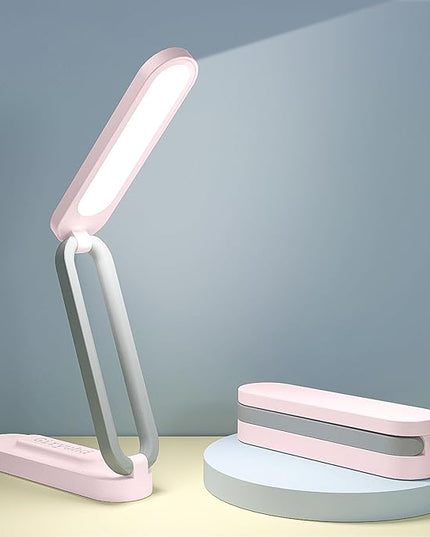 LED Desk Lamp for Office Home & Battery Operated Lamp Rechargeable Lamp Foldable & Portable Light, LED Desk Light Strip, 3 Brightness Dimmable Small Desk Lamp Wireless Reading Lamp - LeafyLoom