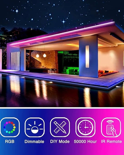 phopollo 65.6FT Led Lights for Bedroom, 5050 Color Changing Led Strip Lights with 44-Key Remote and 12v Power Supply, Led Lights Strip for Home Decoration. Phopollo