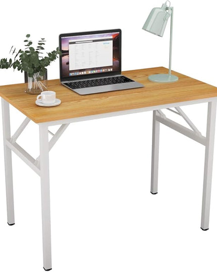 Folding Desk, 31.5 inch No Assembly Folding Desks for Small Spaces, Sturdy Foldable Computer Desk, Multi-Purpose Home Office Desks, Study Writing Desk Office Table Workstation for Home Office Outdoor - LeafyLoom