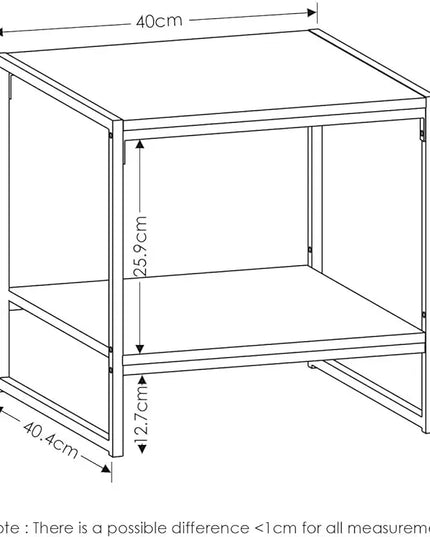 Furinno FM19122GYW Camnus Modern Living 2-Tier End Table, French Oak Grey, 15.9 in x 15.75 in x 18 in - LeafyLoom