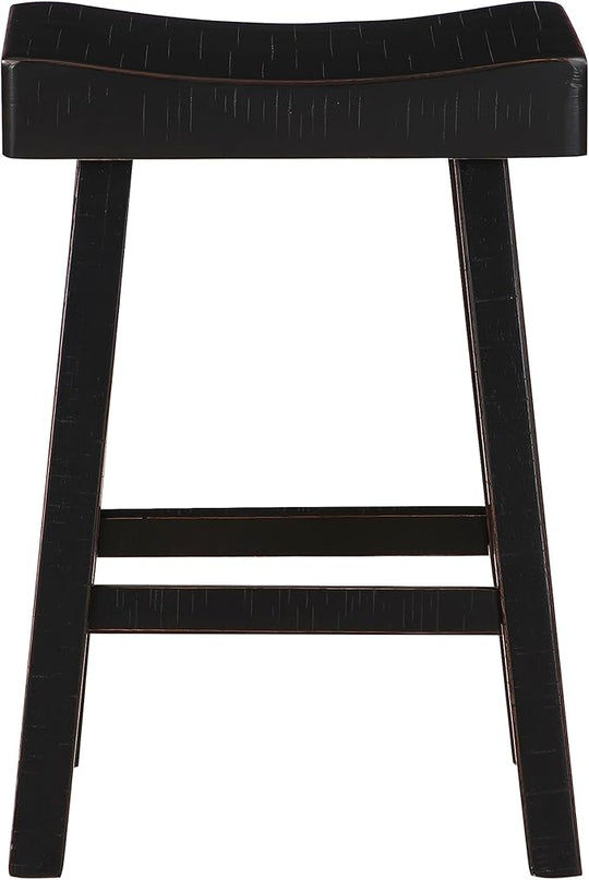 Lexicon Saddle Bar Stools Set of 2 Barstools with Footrest, Armless Dining Chairs for Kitchen Island, Breakfast Nook, Living Room, Counter Height, Black - LeafyLoom